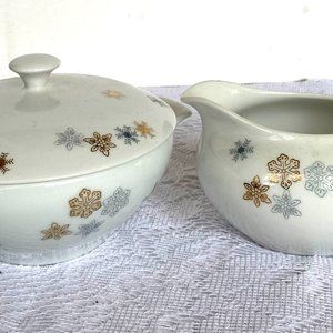 Lipper & Mann Snow Star Japan - Creamer & Sugar Set, Gold, Blue Snowflakes